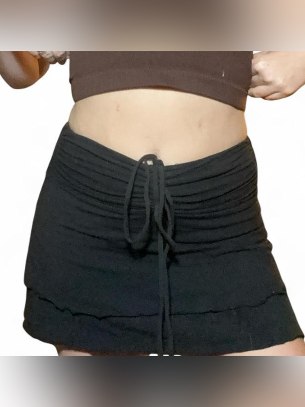 wild fable Black Ruched Drawstring Mini Skirt